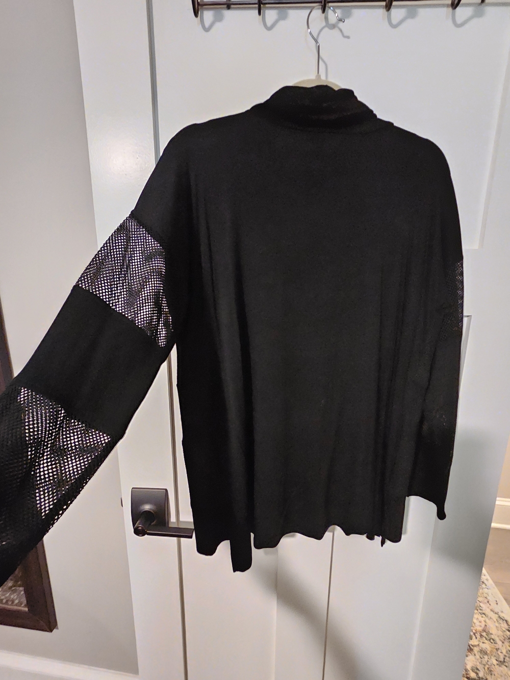 Cowl Neck Mesh Panel Sweater - Black - Picture 4 of 4